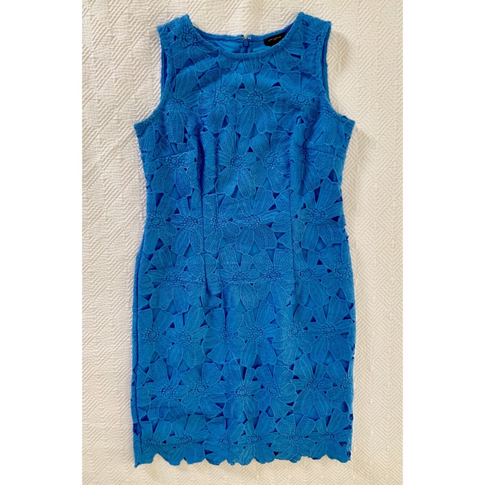 Blue Embroidered Sheath Dress